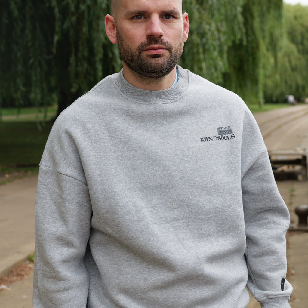 Grey marle KiiNDSOULS Blossom oversized sweatshirt, alternate lifestyle view