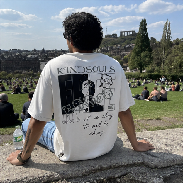 Off-white KiiNDSOULS Error graphic T-shirt, back lifestyle view